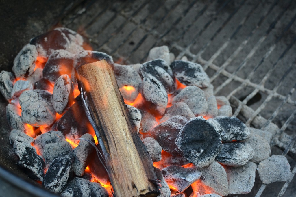 Lit Charcoal in a Weber Grill