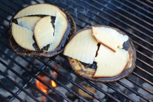 Grilled mushrooms topped with cheese