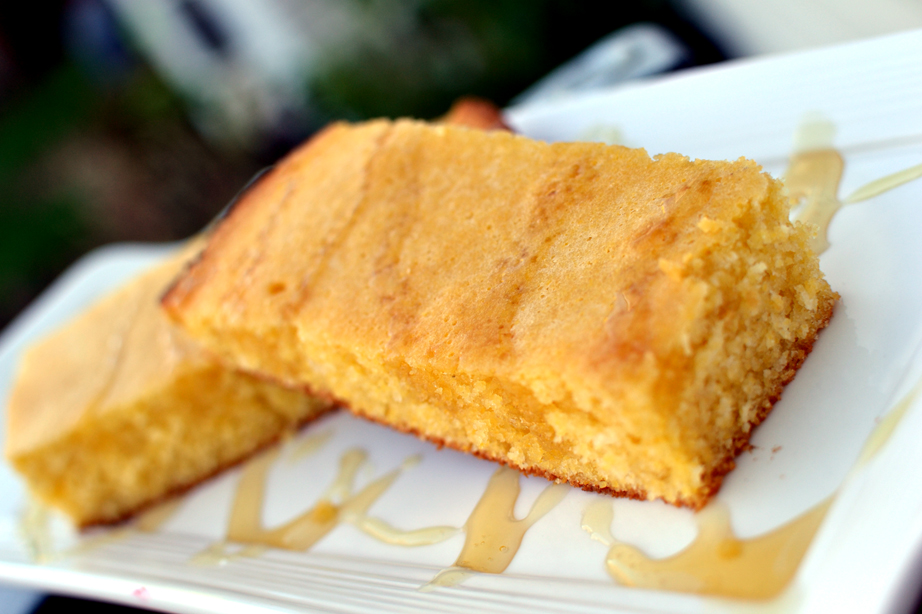 Cornbread with butter and honey