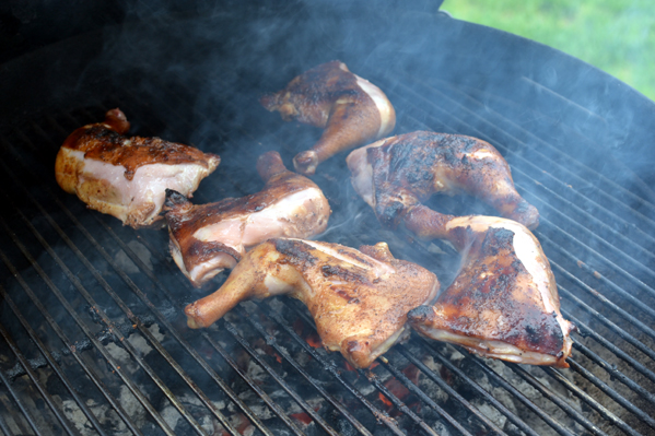 Chicken Leg Quarters on a Weber Charcoal Grill
