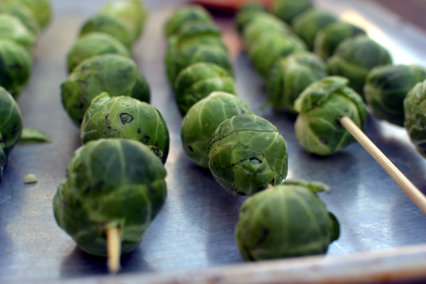 Brussel Sprouts on skewers