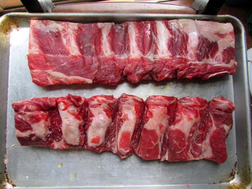 Uncooked beef ribs
