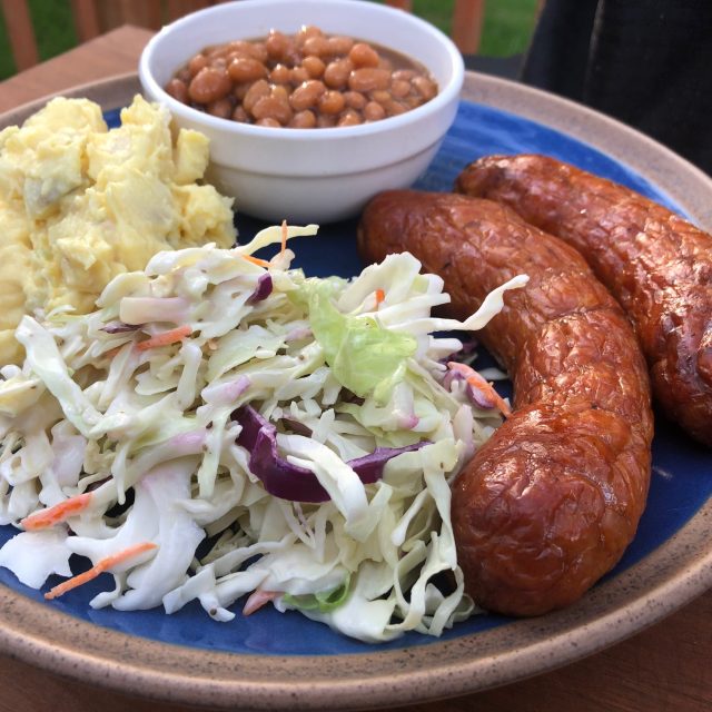 Smoked Brats with Side Dishes