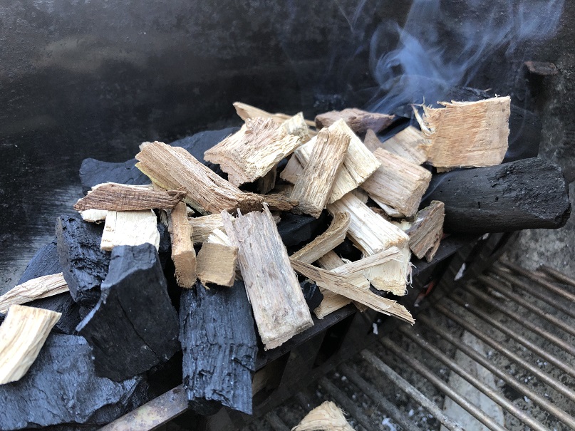 Charcoal with wood chips