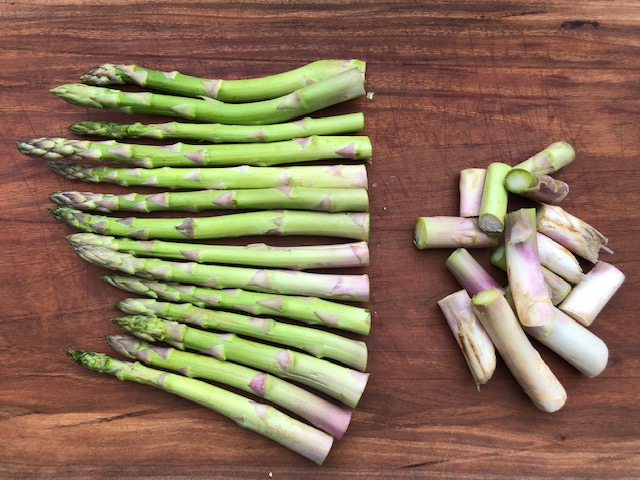 Trimmed asparagus stems
