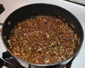 Onions cooking in bacon grease
