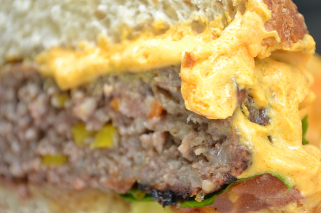 Spicy Grilled Hamburger with Cheese