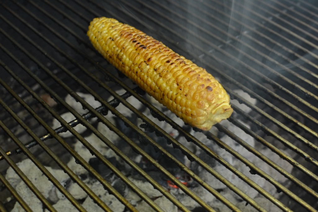 Corn Cooking on a Weber kettle