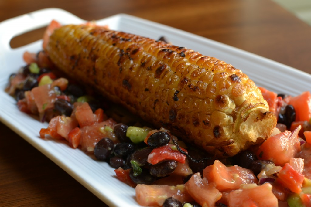 Grilled Corn Plated with Veggies