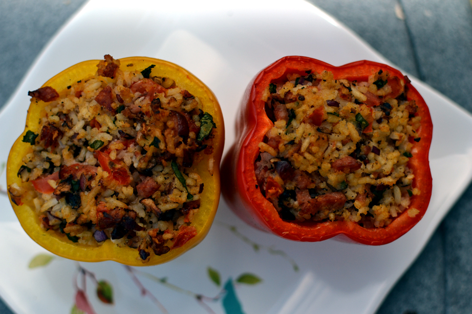 Red and Yellow Stuffed Bell Peppers