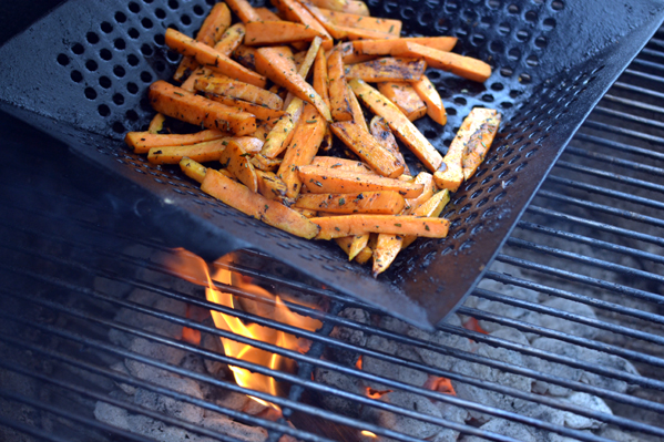 Sweet Potato Fries on the grill