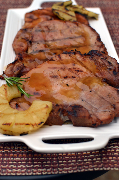 Smoked Beer Brined Pork Chops with Pineapple 