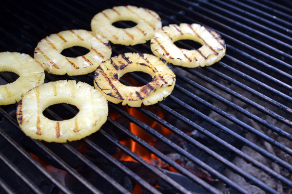 Grilling Pineapple Slices for the Glaze