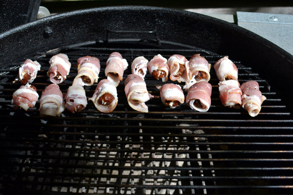 Bacon Wrapped Dates on a Weber Charcoal Grill