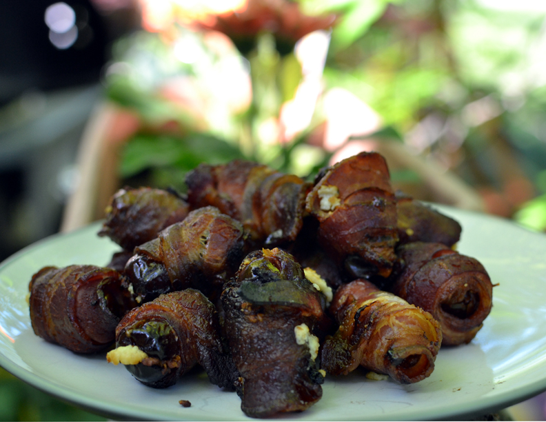 Smoked Bacon Wrapped Dates with Blue Cheese 