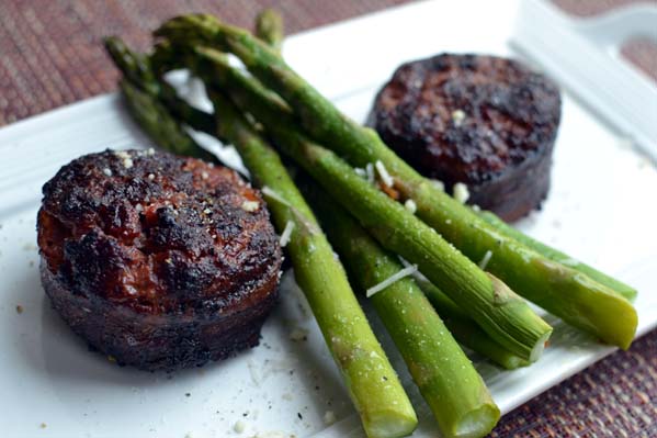 Bacon Wrapped Meatloaf with Asparagus