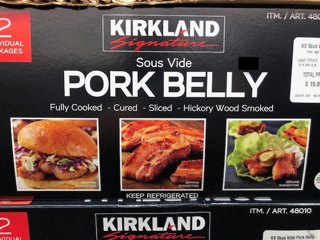 Kirkland Brand Sous Vide Pork Belly